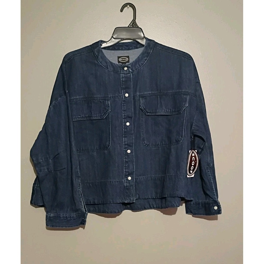 Scoop Women's and Women's Plus Cropped Oversized Button-Down Shirt, Sizes L